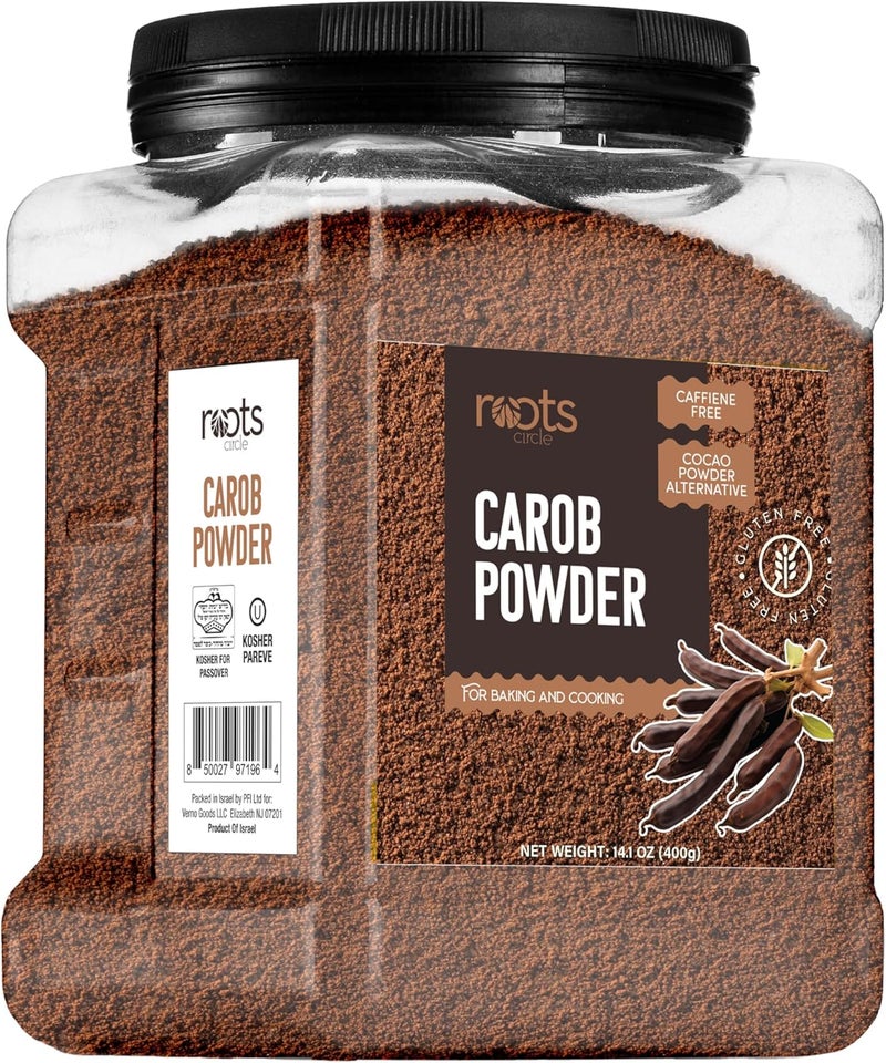 Roots Circle Premium Unsweetened Carob Powder - 14oz Kosher Cocoa Alternative - Image 1
